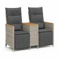 Set 2 poltrone da giardino reclinabili con tavolino 58 x 62 x 108 cm in rattan PE grigio e cuscini antracite