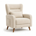 Poltrona con Schienale Alto in Poliestere Boucle Beige Crema con Cuscino 82 x 88 x 105 cm