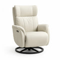 Poltrona relax reclinabile elettrica girevole in pelle sintetica PU beige 82 x 90 x 105 cm