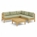 Set divano da giardino angolare 4 posti con tavolino 186 x 186 cm in legno massello di acacia verde