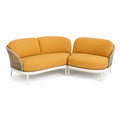 Set divano da giardino 2 posti con poltrona in alluminio e corda beige con cuscini in poliestere giallo 245 x 75 x 78 cm