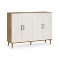 Armadio guardaroba 4 ante 160 x 52 x 120 cm in pannello truciolare melaminico bianco e rovere rettangolare