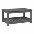 Tavolino da caffe da giardino rettangolare 100 x 50 x 45 cm in legno massello di acacia grigio scuro con ripiano inferiore