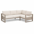 Divano da giardino angolare 5 posti in alluminio verniciato a polvere con cuscini in poliestere beige tortora 250 x 190 x 68 cm