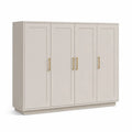 Armadio guardaroba 4 ante in MDF avorio con maniglie oro 200 x 60 x 200 cm
