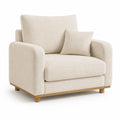 Poltrona imbottita boucle avorio con cuscino forma squadrata 105 x 92 x 85 cm
