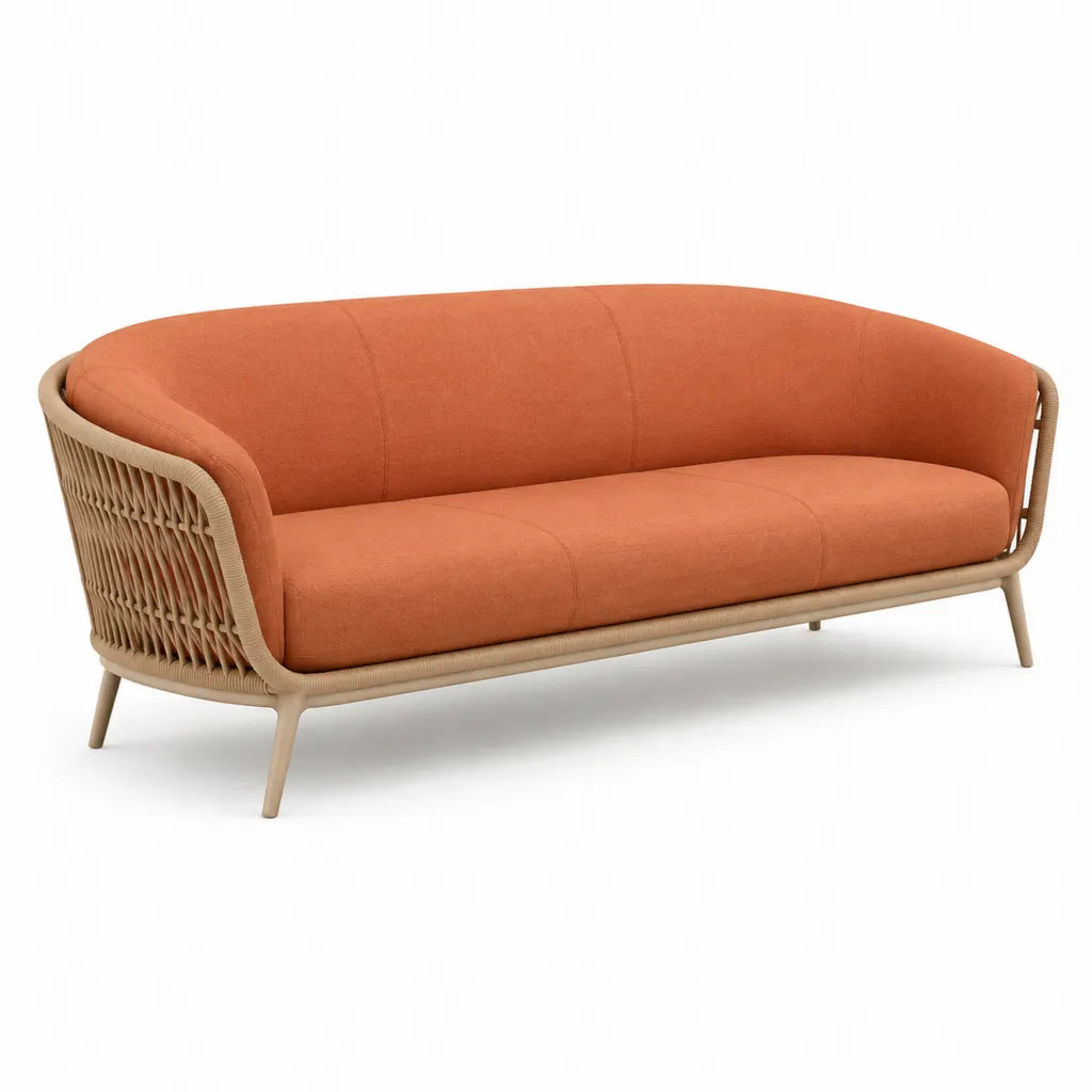 Divano da giardino 2 posti 160 x 75 x 78 cm in alluminio e corda PE terracotta beige