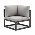 Poltrona angolare da giardino 70 x 70 x 63 cm in alluminio verniciato a polvere con cuscini in poliestere grigio chiaro e nero
